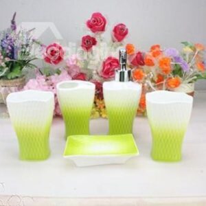 Creative Joint-color Design Ceramic 5-piece Bathroom Accessories