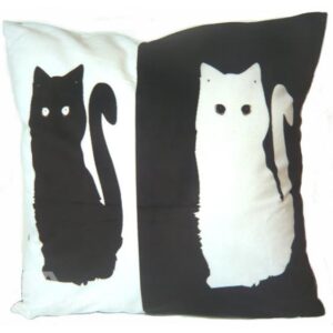 Special Design Black and White Cat Pattern Throw Pillow