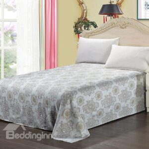 Concise Style Light Gray Round Flowers Pattern Printed Sheet