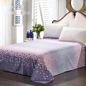 Gradient Style Blue and Pink Squares Cotton Stripe Sheet