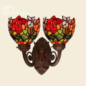 Novelty Cute Male and Female Parrot Tiffany Wall Lights with 2 Lights