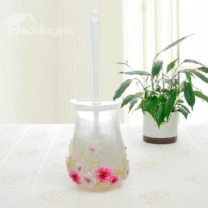 Beautiful Novel Floral Image Resin Toilet Brush Holder