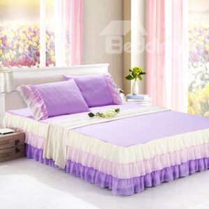 Ultra Soft Fantastic Light Purple Style Cheap Bed Skirt and One Pair Pillow Cases