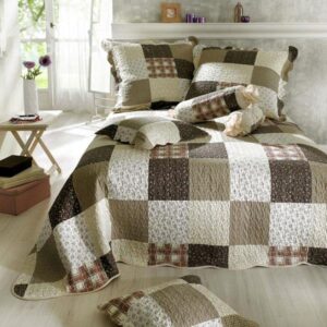 Cotton Brown Squares Floral Bed in a Bag