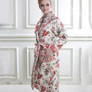 Graceful Beautiful Floral Print Female Cotton Bathrobe
