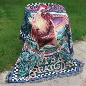 Thick Style Super Soft Plush Cock Painting Comfortable Animal Print Blanket