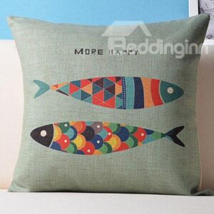 Light Green Background Colorful Fish Pattern Soft Throw Pillow