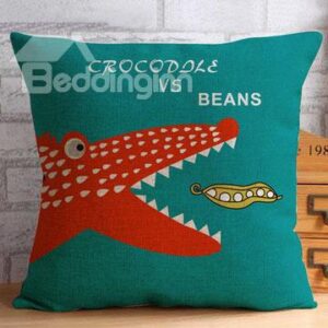 Fierce Fight Between Crocodile and Beans Pattern Super Soft Throw Pillow