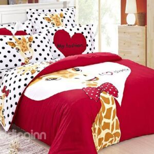 The Giraffe Prince Print 4-Piece 100% Cotton Duvet Cover Sets