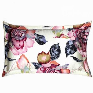 Elegant Blooming Peony and Petal Pattern Mulberry Silk Bed Pillow Case