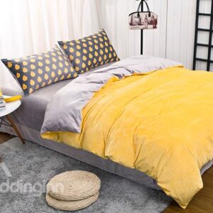 Second Skin Pure Pear Yellow Velvet 4-Piece Duvet Cover Sets