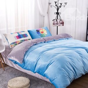 Sky Blue Reactive Dyeing 4-Piece Duvet Cover Sets