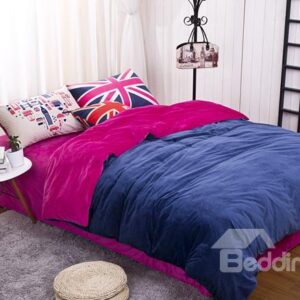 British Wind Velvet Reversible 4-Piece Duvet Cover Sets