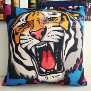 Ultra Fierce Mouth-Opened Tiger Pattern Throw Pillow