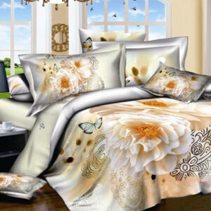 Noble Peony and Butterfly Print 4-Piece Cotton Duvet Cover Sets