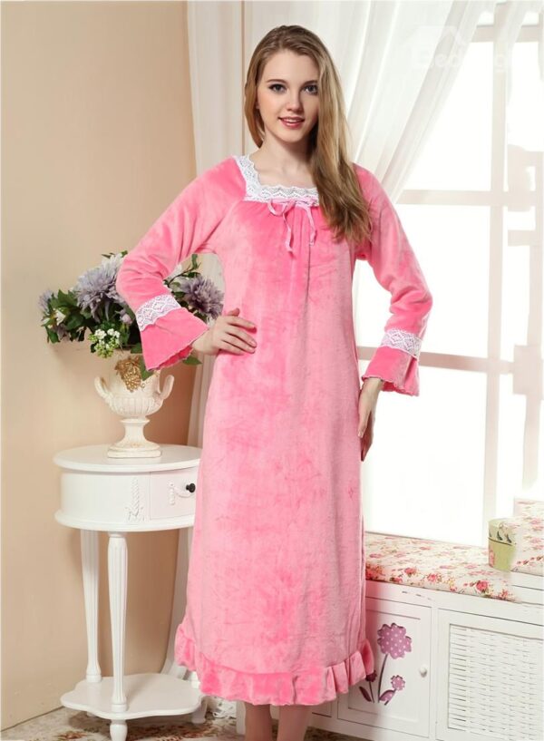 Lovely And Comfortable Velvet Winter Nightgown