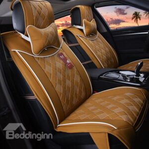 Solid Color White Line Ultra Comfortable Leather Car Seat Cover