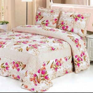 Pink Purple Blooming Flowers Pattern Ultra Comfortable 3-Piece Bed in a Bag Set