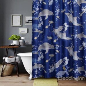 Lovely Dolphin Spindrift Print Chinlon Shower Curtain