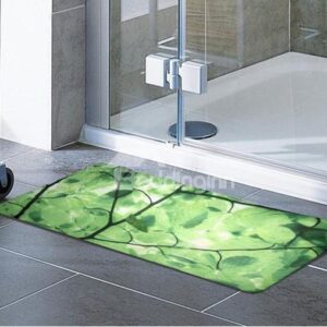 Environmental Branch Leaves Print PVC Bath Rug
