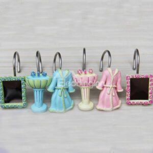 Creative Robe Mirror Wash Basin Image Shower Curtain Hooks