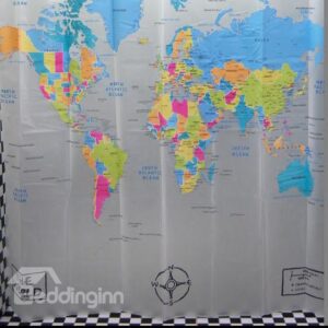 Stylish Gorgeous World Map Print Shower Curtain