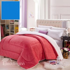 White Plush Lining Ultra Soft and Comfortable Peach Red Quilt