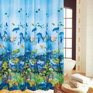 Charming Ocean World Print PEVA Shower Curtain