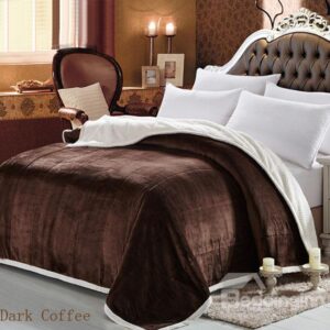 Ultra Soft and Warm Solid Color White Lining Pattern Coral Blanket