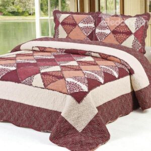 Red and Brick Squares Pattern Ultra Comfortable 3-Piece Bed in a Bag Set