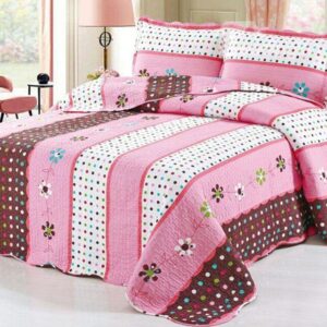 Beautiful Floral and Colorful Dots Stripes Pattern Cotton 3-Piece Bed in a Bag Set