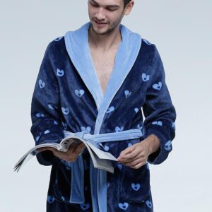 High Quality Blue Flannel Sweethearts Pattern Robe