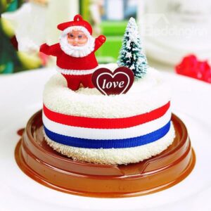 Creative Gift Cake Cotton Towel with Santa Claus