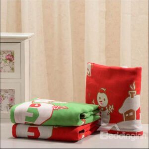 Sweet Christmas Tree Snowman House Soft Bath Towel