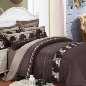 Noble Elegant Leaves Print 4-Piece Duvet Cover Sets