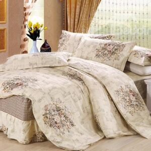 Vintage Flower Basket Print 4-Piece Cotton Duvet Cover Sets