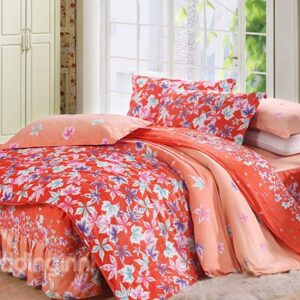 Maple Leaves Print 4-Piece Cotton Duvet Cover Sets