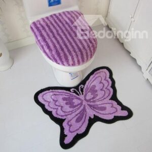 Graceful Soft Butterfly Design 3-piece Toilet Seat Cover and Rug Set