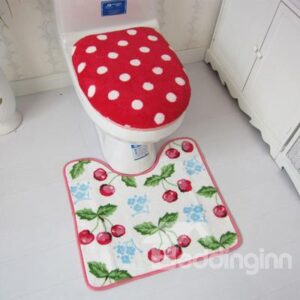 Sweet Plush Cherry 3-piece Toilet Seat Cover and Rug Set