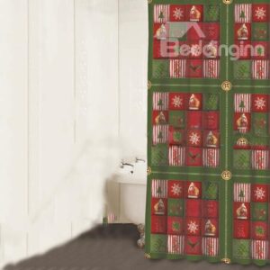 Happy Santa Claus Christmas Tree Snowflake Print Shower Curtain