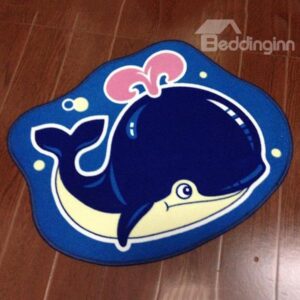 Cozy Adorable Cartoon Whale Design Bath Rug