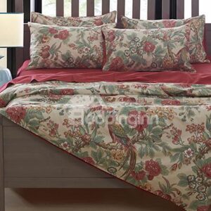 Chickadee and Flower Print 4-Piece Egypt Long-Staple Cotton Duvet Cover Sets