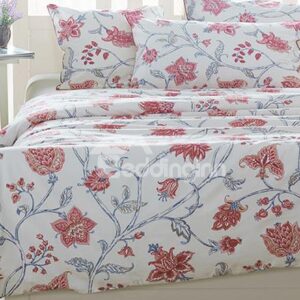 Charming Elegant Pink Floral Print 4-Piece Natural Cotton Duvet Cover Sets