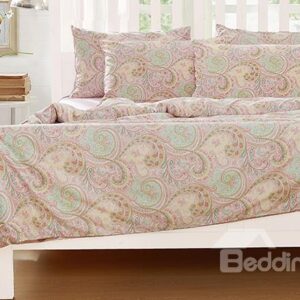 Graceful Cirrus Print 4-Piece Natural Cotton Duvet Cover Sets