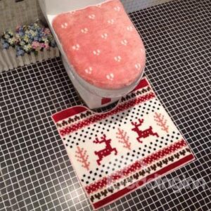 Comfy Red Elk Print 3-piece Toilet Seat Cover and Rug Set