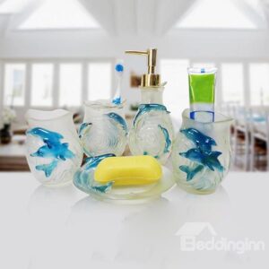 Luring Lovely Dolphin Style 5-piece Bathroom Accessories