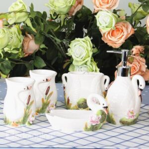 Graceful Shy Swan Ceramic 5-piece Bathroom Accessories