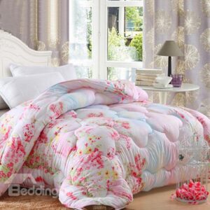 Amazing Beautiful Pink Floral Dots Pattern Ultra Comofortable Quilt