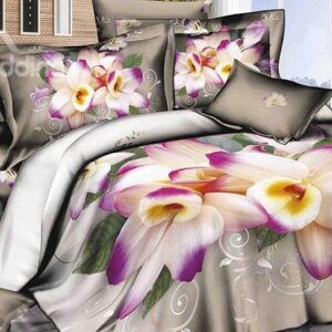 Skincare Fragrant Flower Print 4-Piece Cotton Duvet Cover Sets