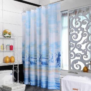 Dramatic Running Horse Print Polyester Shower Curtain